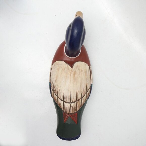 Vintage Wooden Mallard Duck Decoy Bird Handmade 90s Waterfowl Nature Blue Green - Picture 8 of 10